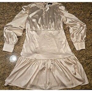 Cider Women’s Dress Champagne Cream Satin long sleeved XL